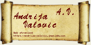 Andrija Valović vizit kartica